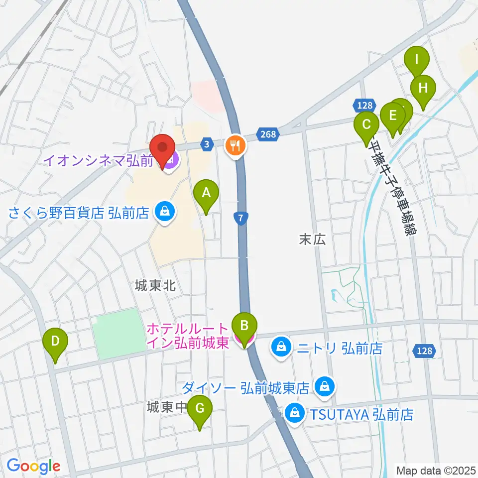 イオンシネマ弘前周辺のホテル一覧地図