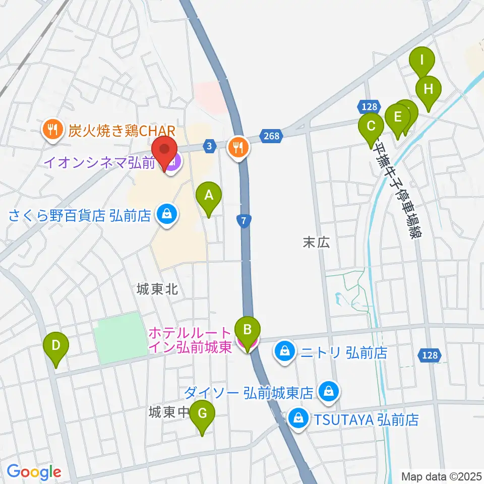 イオンシネマ弘前周辺のホテル一覧地図