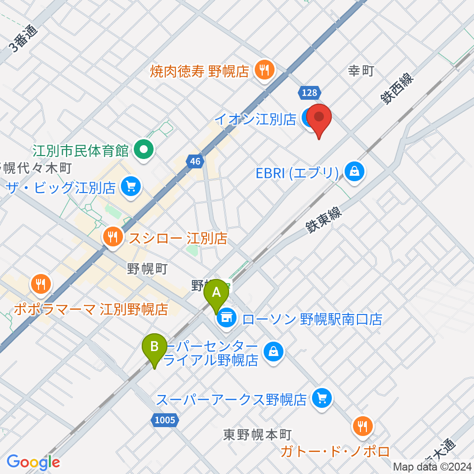 イオンシネマ江別周辺のホテル一覧地図