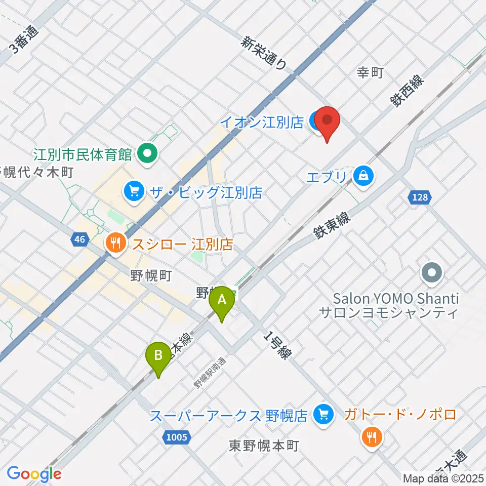 イオンシネマ江別周辺のホテル一覧地図