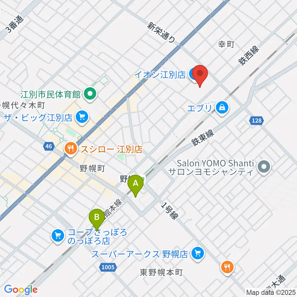 イオンシネマ江別周辺のホテル一覧地図