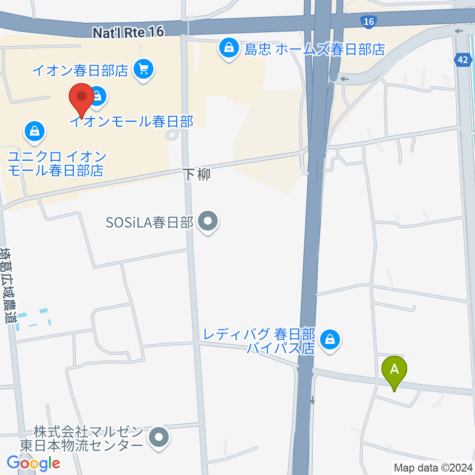 イオンシネマ春日部周辺のホテル一覧地図