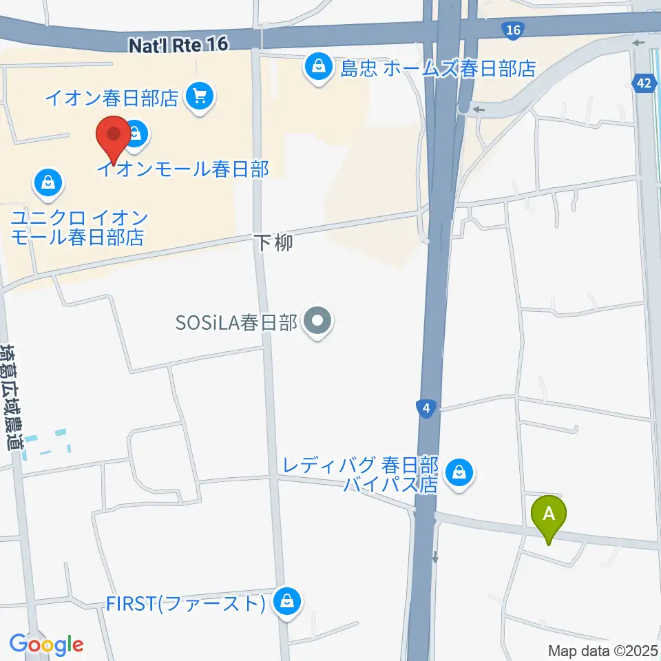 イオンシネマ春日部周辺のホテル一覧地図