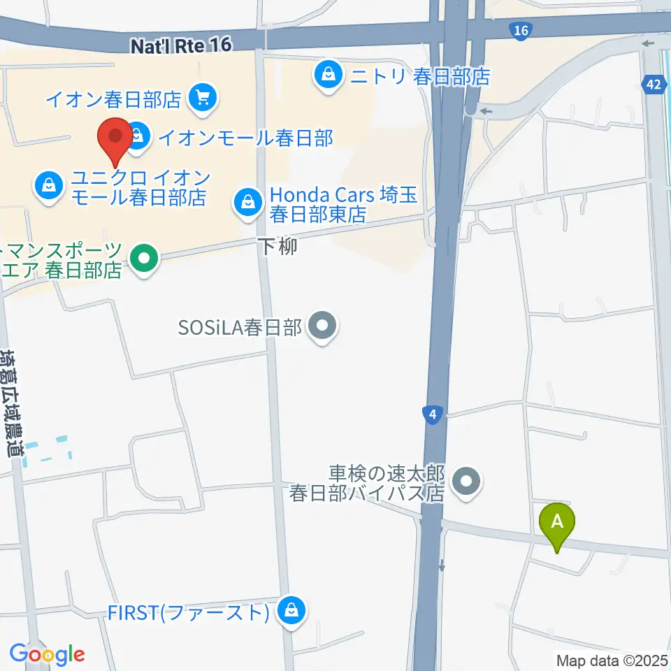 イオンシネマ春日部周辺のホテル一覧地図