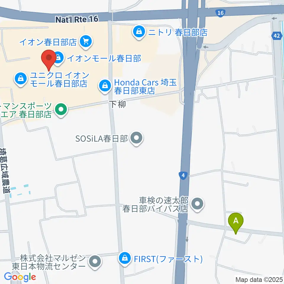 イオンシネマ春日部周辺のホテル一覧地図
