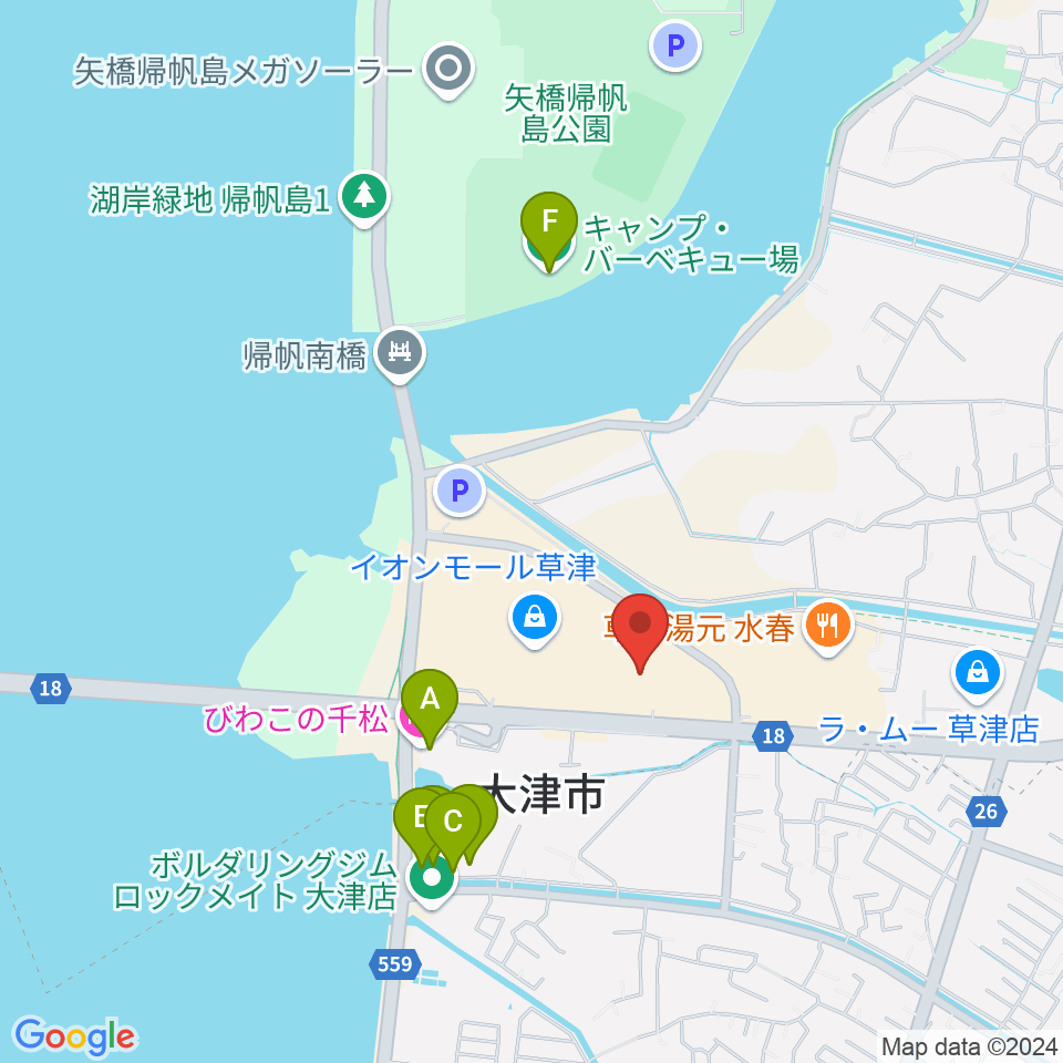 イオンシネマ草津周辺のホテル一覧地図