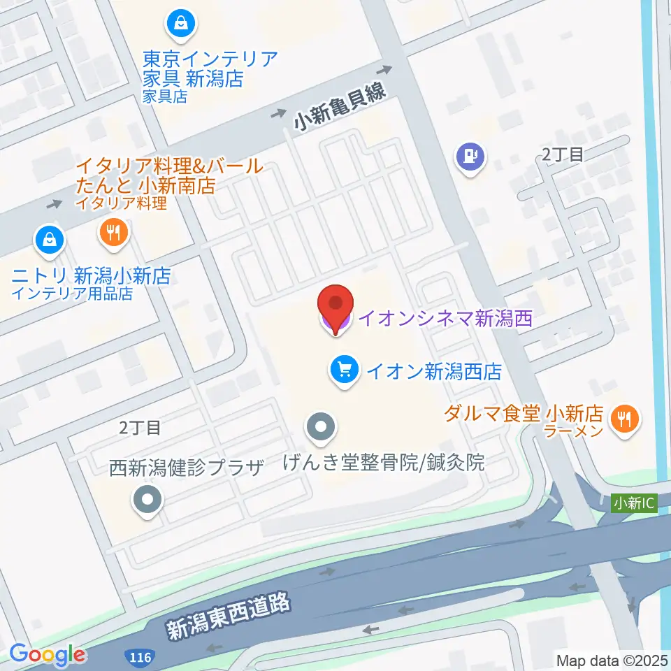 イオンシネマ新潟西周辺のホテル一覧地図