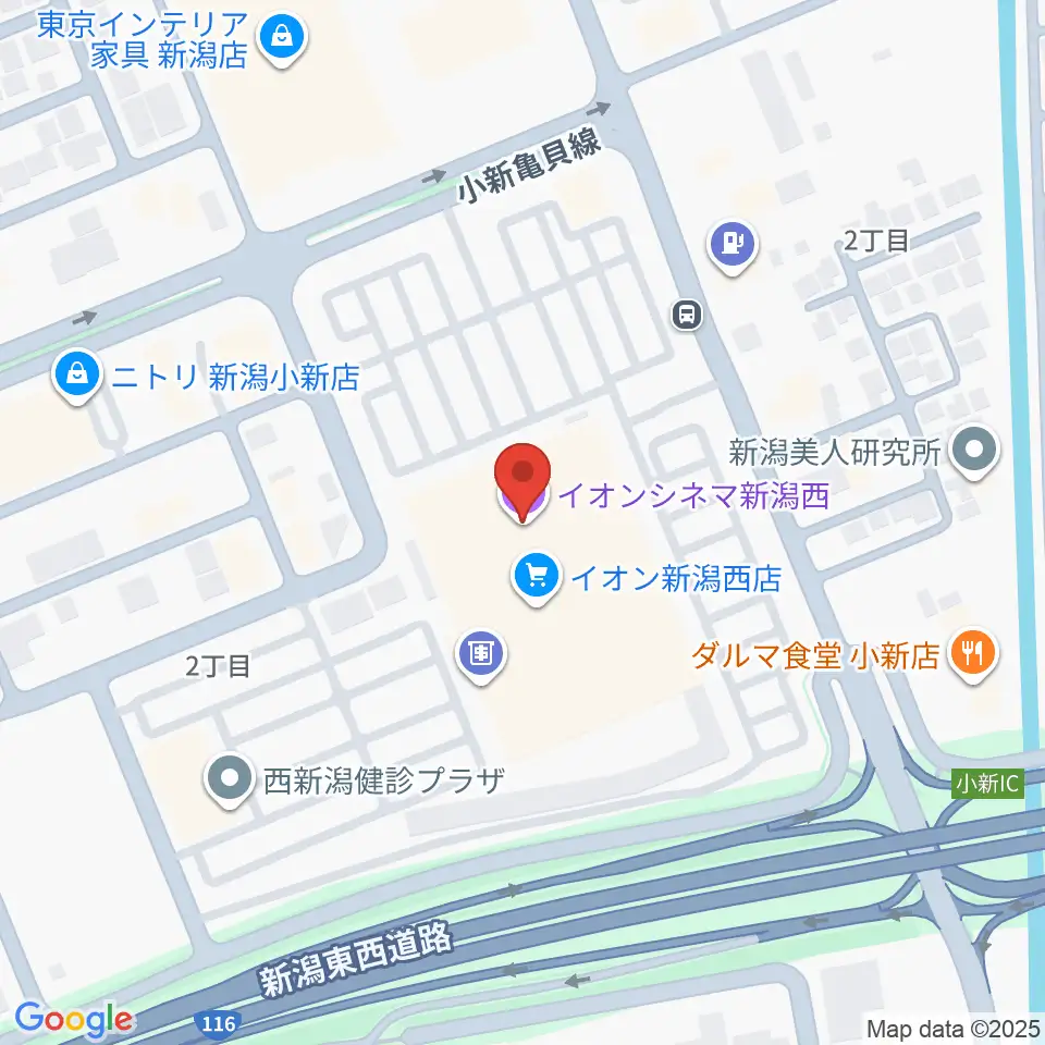 イオンシネマ新潟西周辺のホテル一覧地図