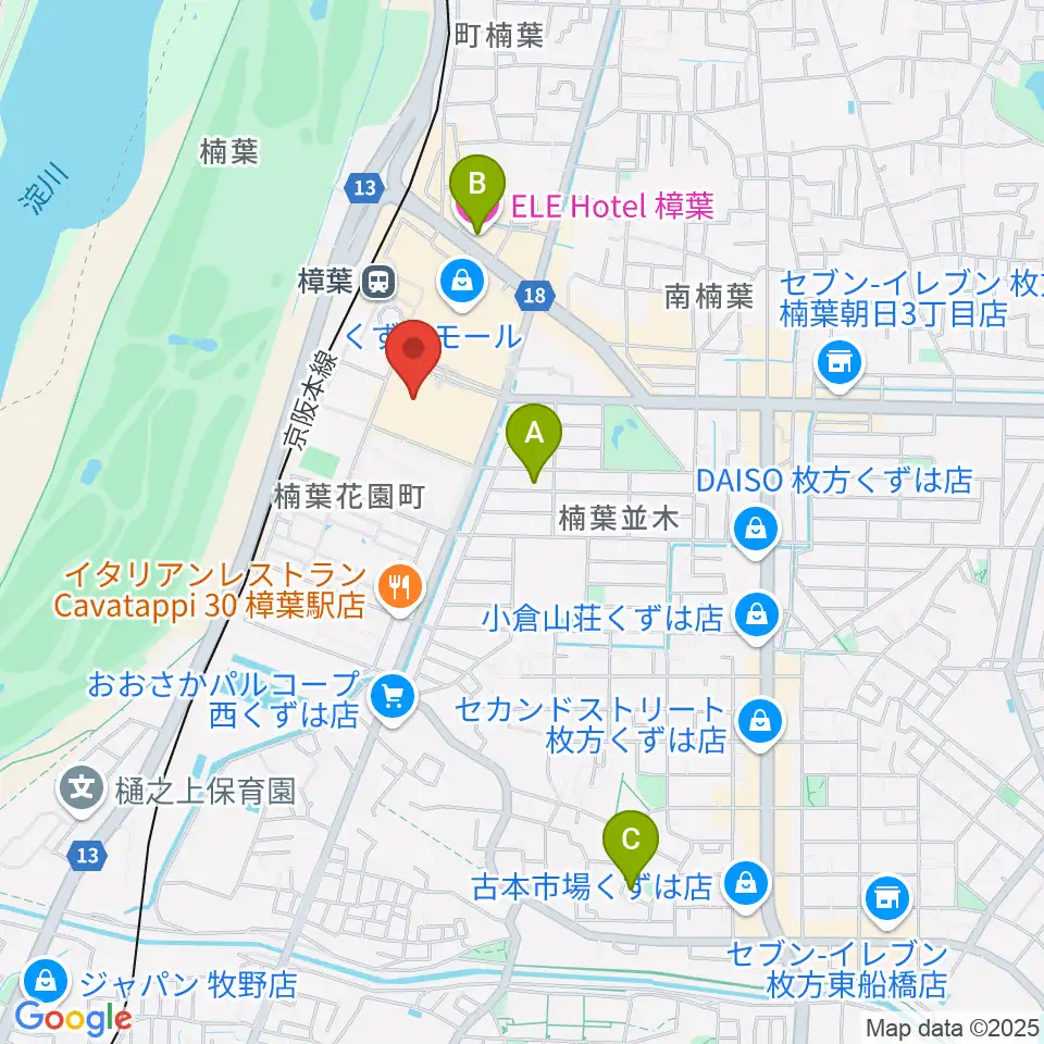 TOHOシネマズくずはモール周辺のホテル一覧地図