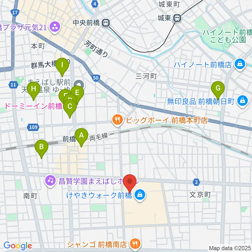 ローソン・ユナイテッドシネマ前橋周辺のホテル一覧地図