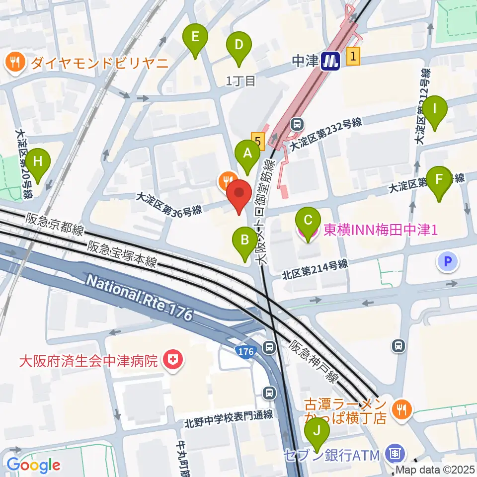 中津Step HALL周辺のホテル一覧地図