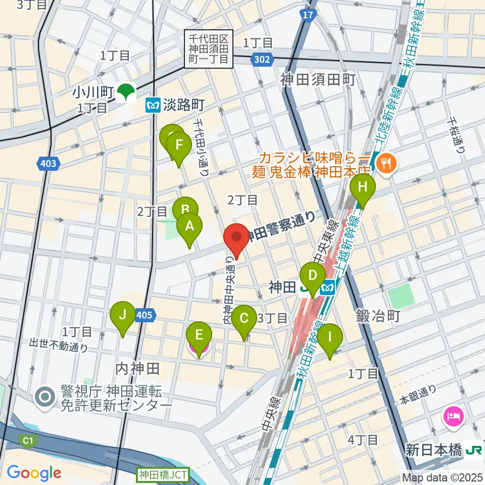 神田 音ステージ周辺のホテル一覧地図