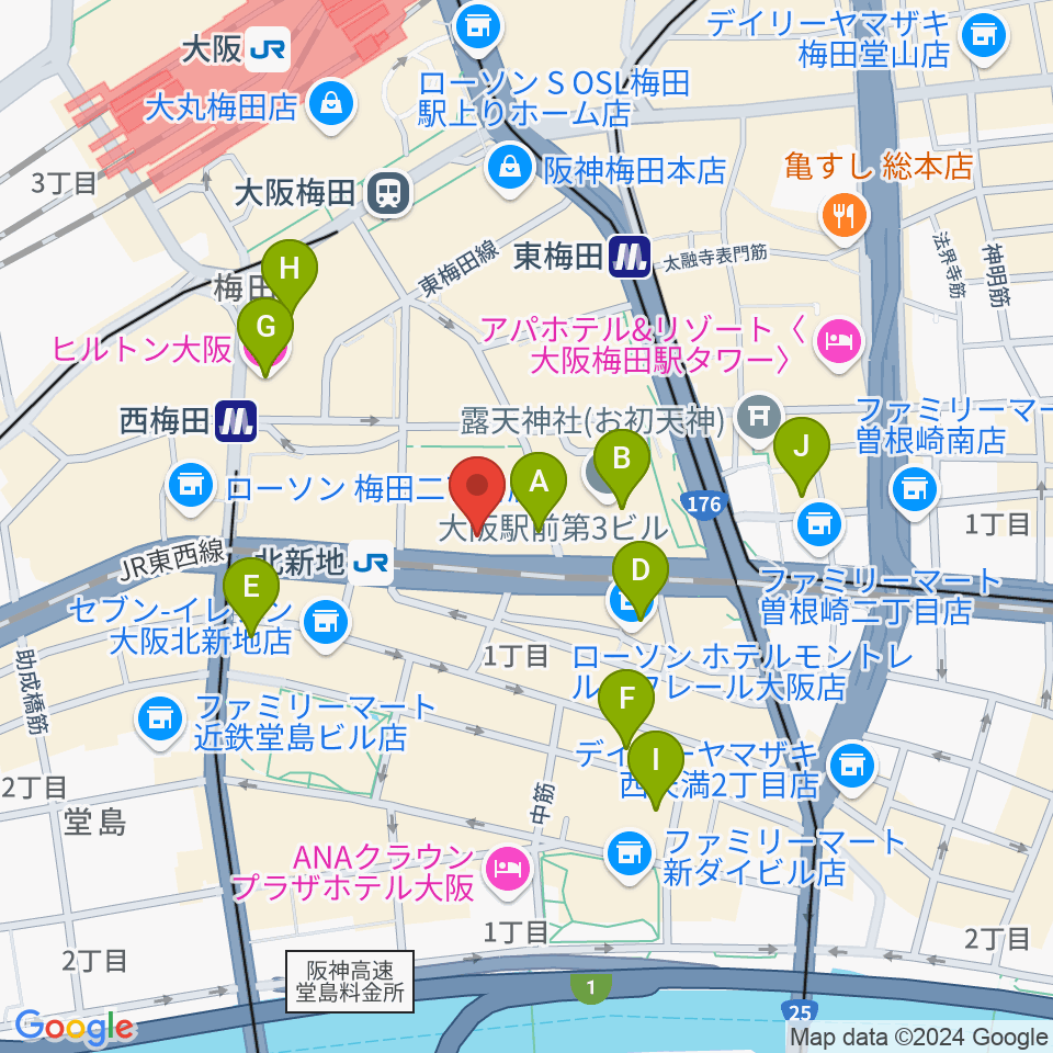 大阪弦楽器周辺のホテル一覧地図