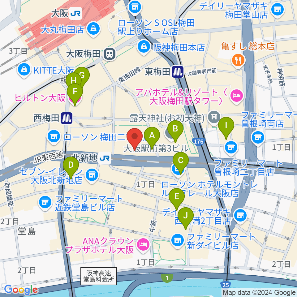 大阪弦楽器周辺のホテル一覧地図