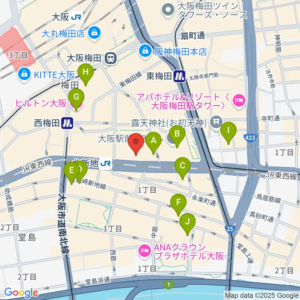 大阪弦楽器周辺のホテル一覧地図