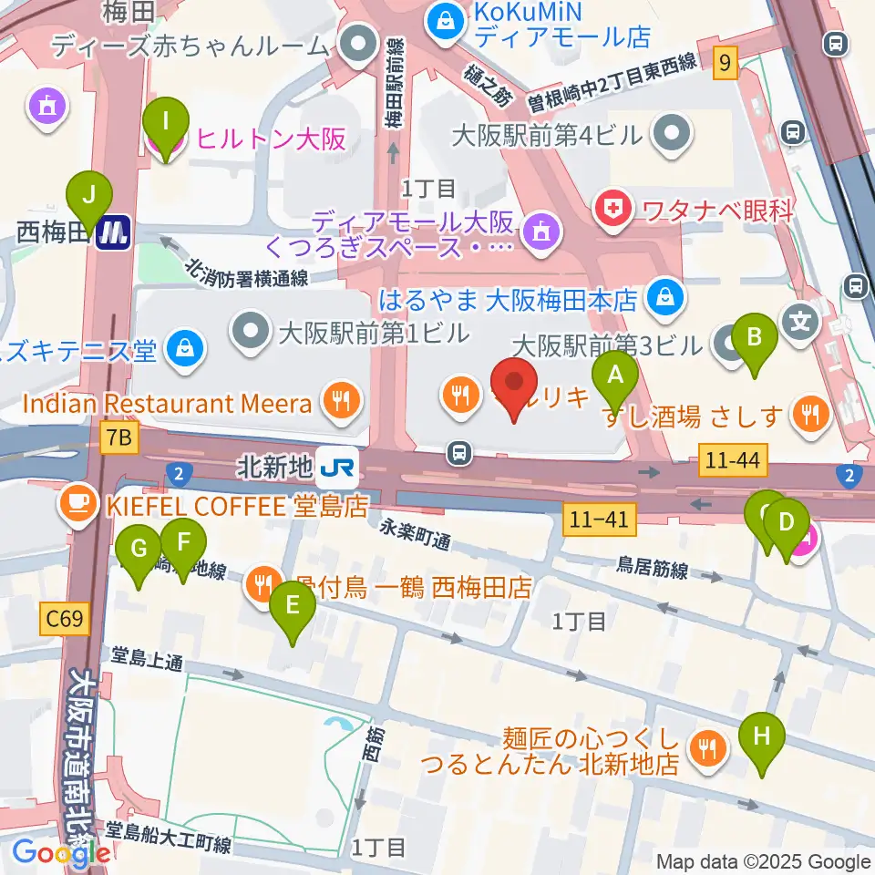 大阪弦楽器周辺のホテル一覧地図