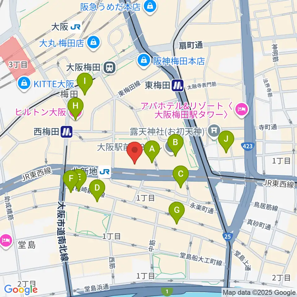 大阪弦楽器周辺のホテル一覧地図