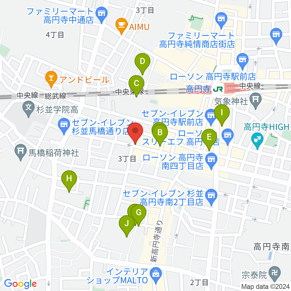 高円寺Knock周辺のホテル一覧地図