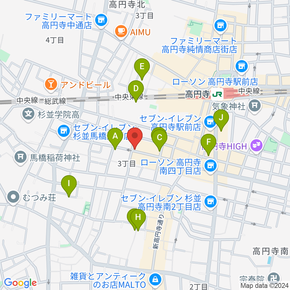 高円寺Knock周辺のホテル一覧地図