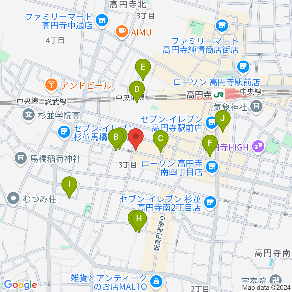 高円寺Knock周辺のホテル一覧地図