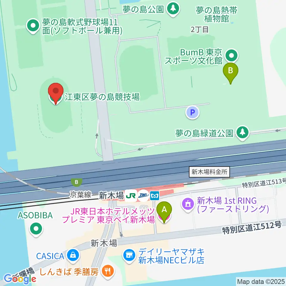 江東区夢の島競技場周辺のホテル一覧地図