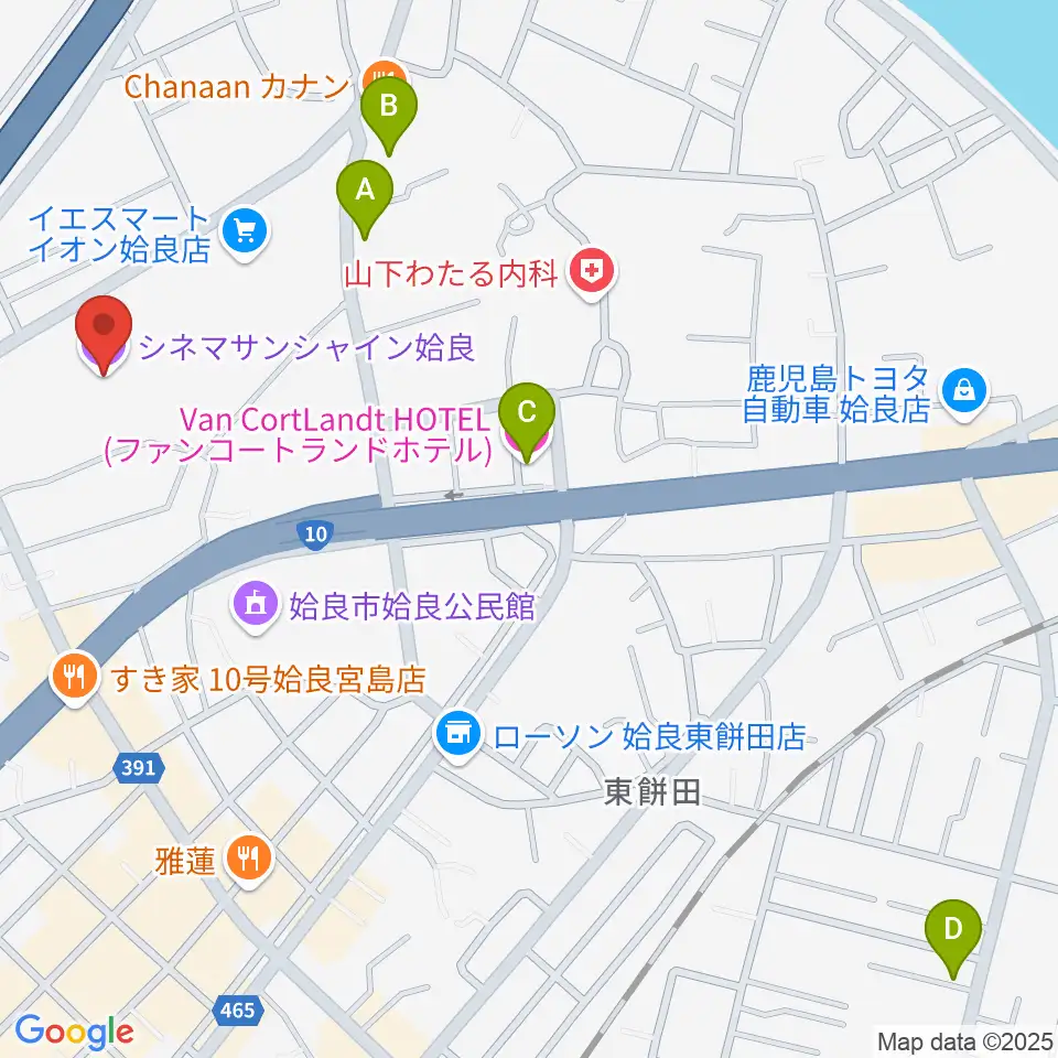 シネマサンシャイン姶良周辺のホテル一覧地図