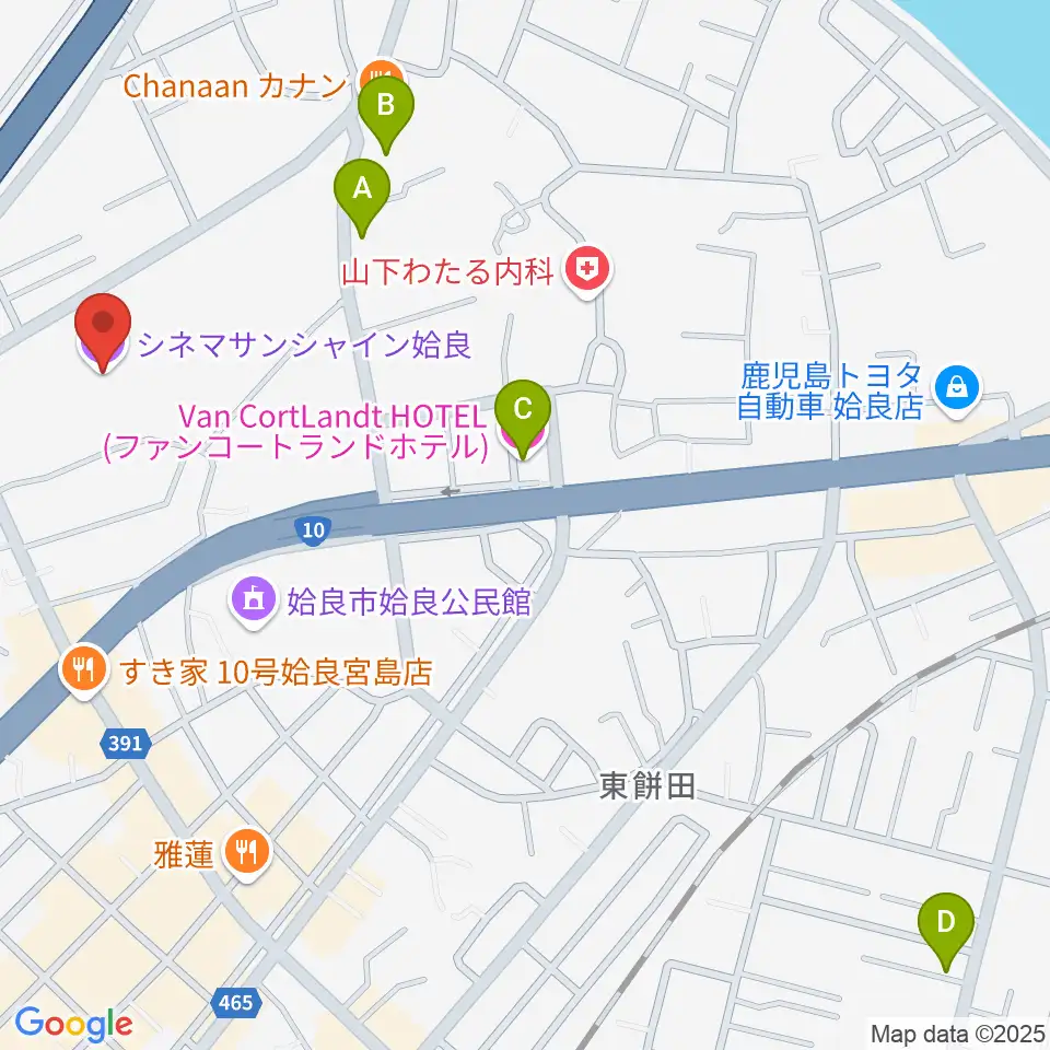 シネマサンシャイン姶良周辺のホテル一覧地図