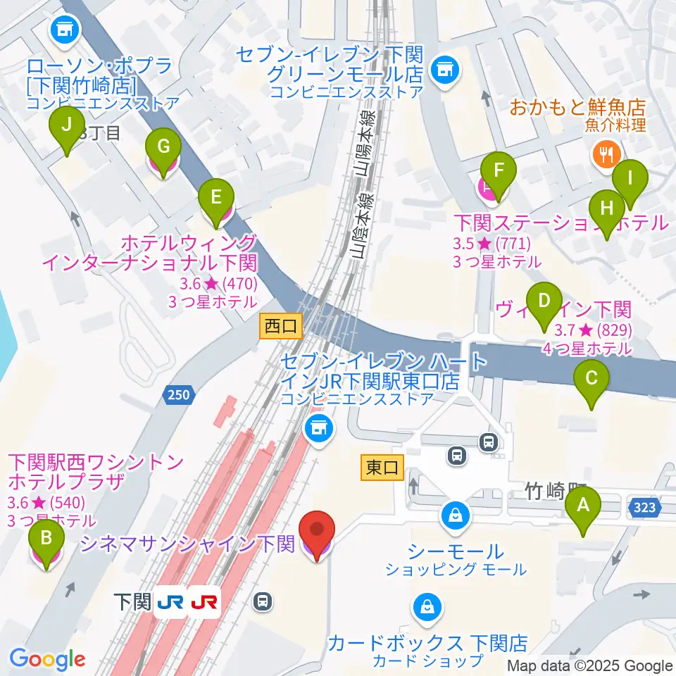 シネマサンシャイン下関周辺のホテル一覧地図