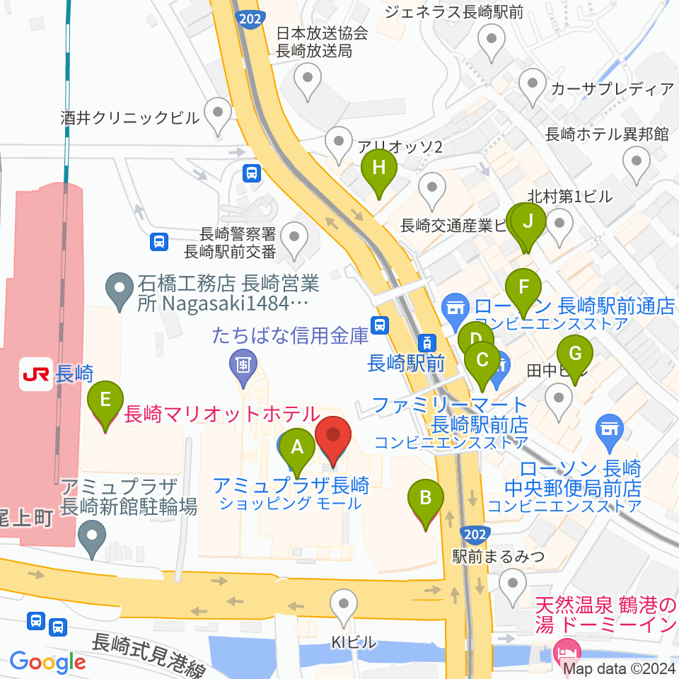 ユナイテッド・シネマ長崎周辺のホテル一覧地図