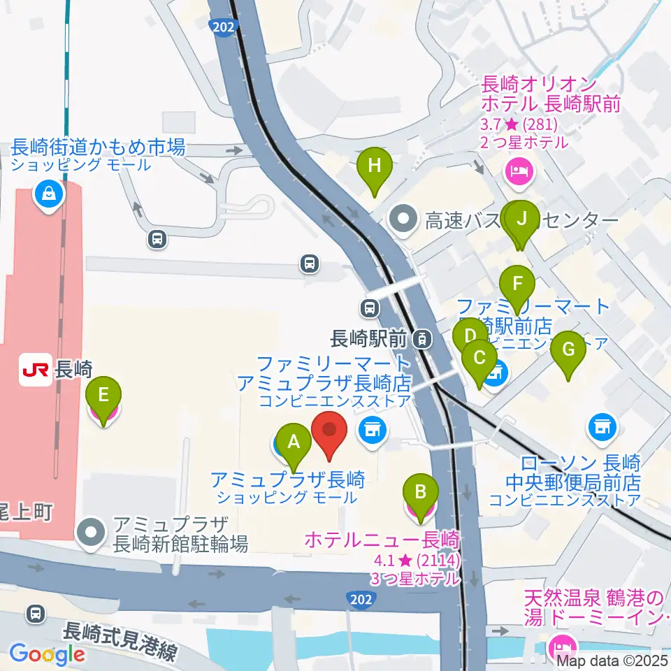 ローソン・ユナイテッドシネマ長崎周辺のホテル一覧地図