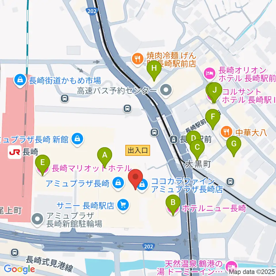ローソン・ユナイテッドシネマ長崎周辺のホテル一覧地図