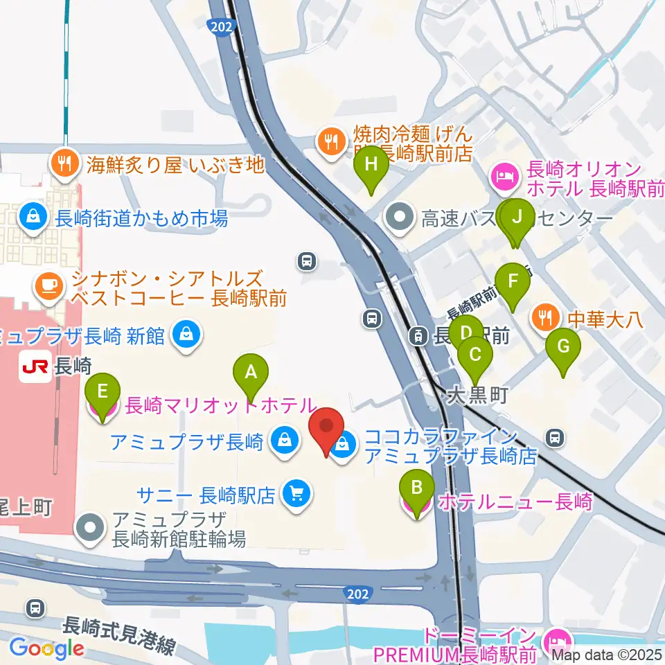 ローソン・ユナイテッドシネマ長崎周辺のホテル一覧地図
