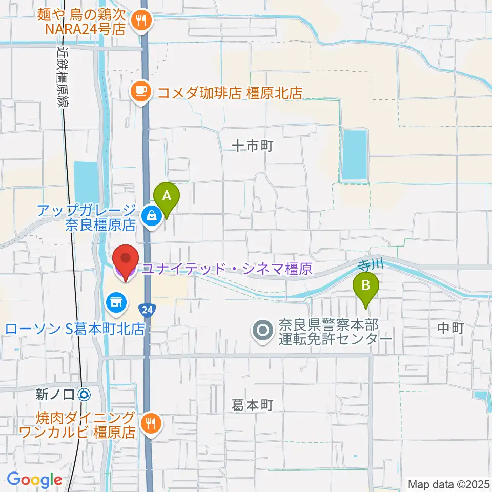 ユナイテッド・シネマ橿原周辺のホテル一覧地図