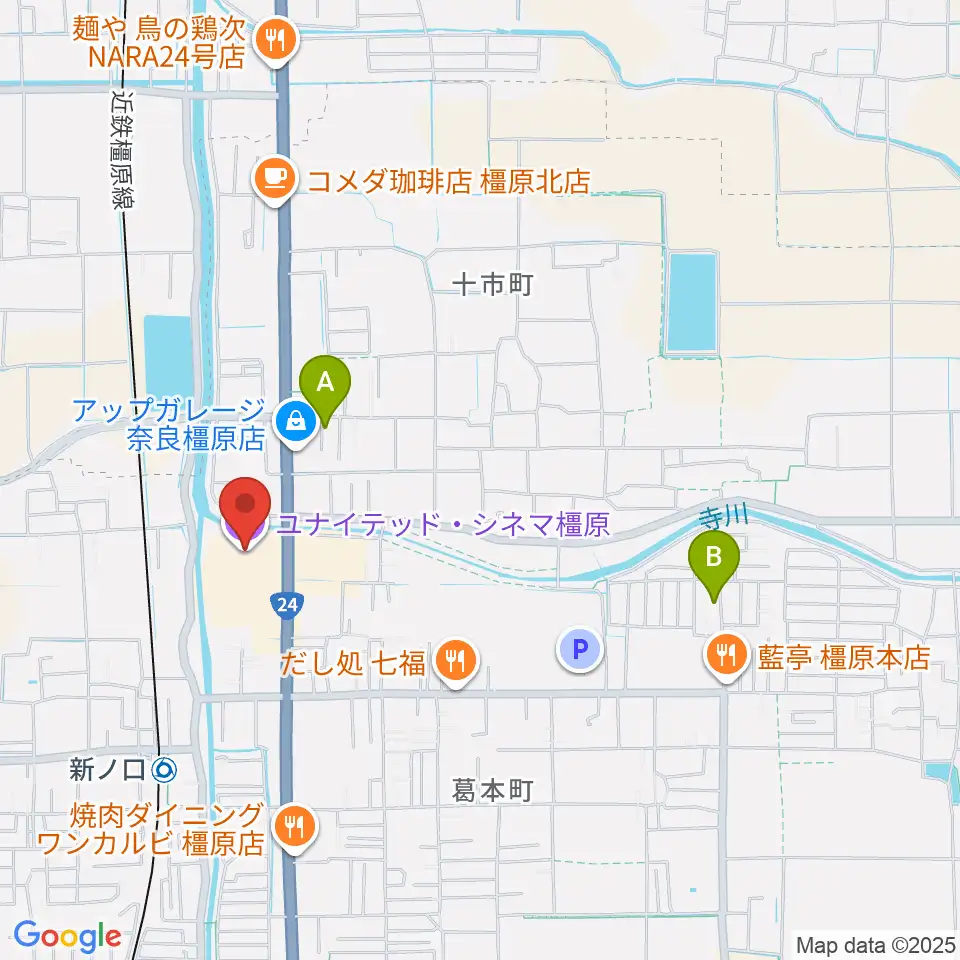 ユナイテッド・シネマ橿原周辺のホテル一覧地図