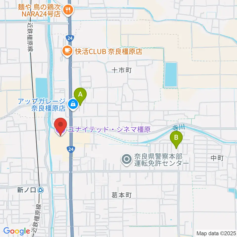 ユナイテッド・シネマ橿原周辺のホテル一覧地図