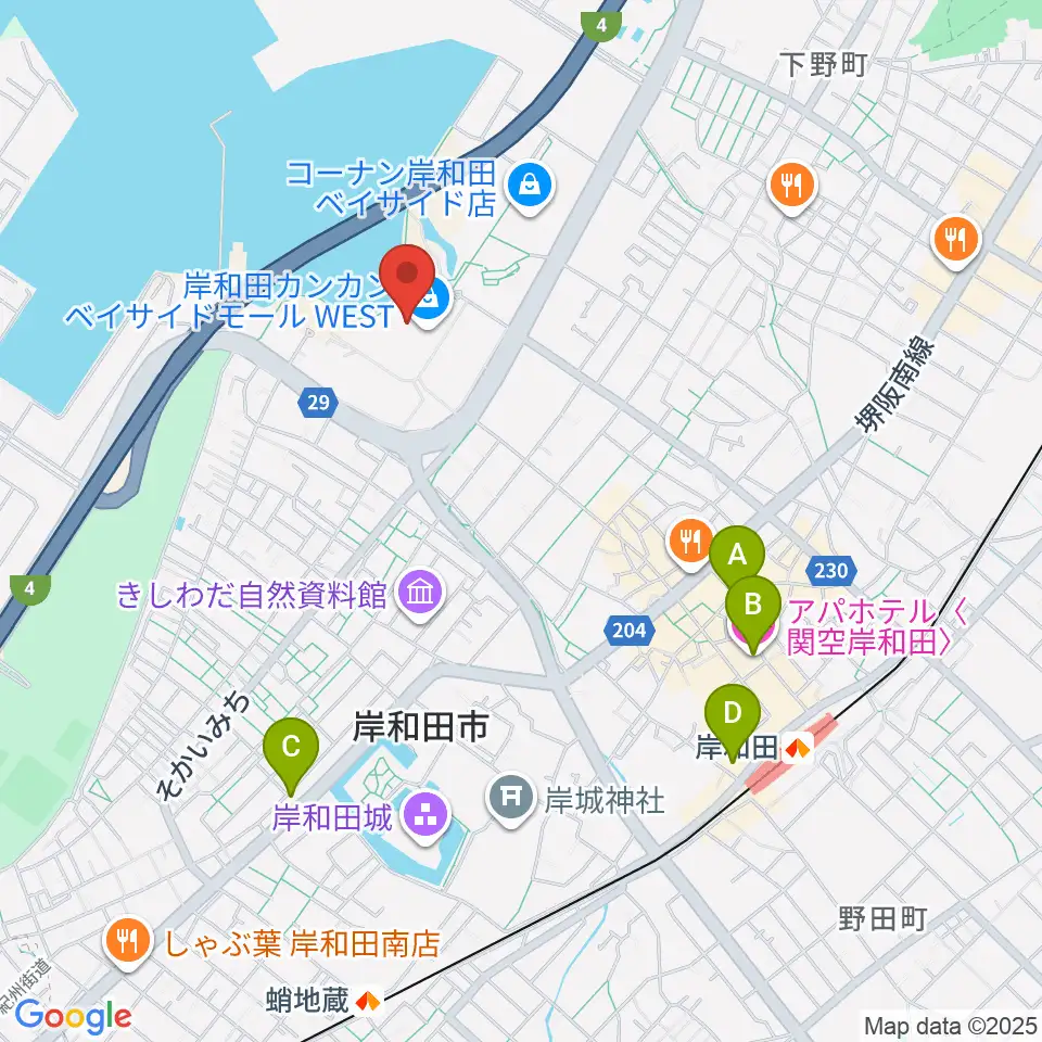 ユナイテッド・シネマ岸和田周辺のホテル一覧地図
