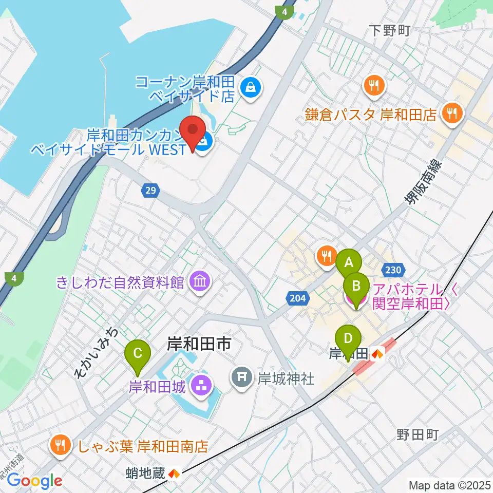 ユナイテッド・シネマ岸和田周辺のホテル一覧地図