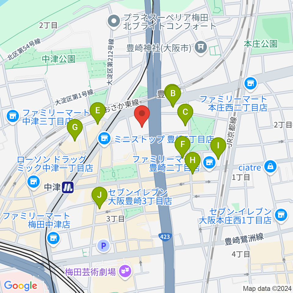 ハーモニーホール周辺のホテル一覧地図