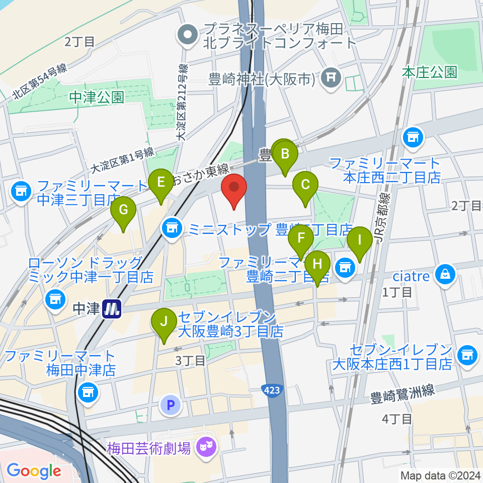 ハーモニーホール周辺のホテル一覧地図