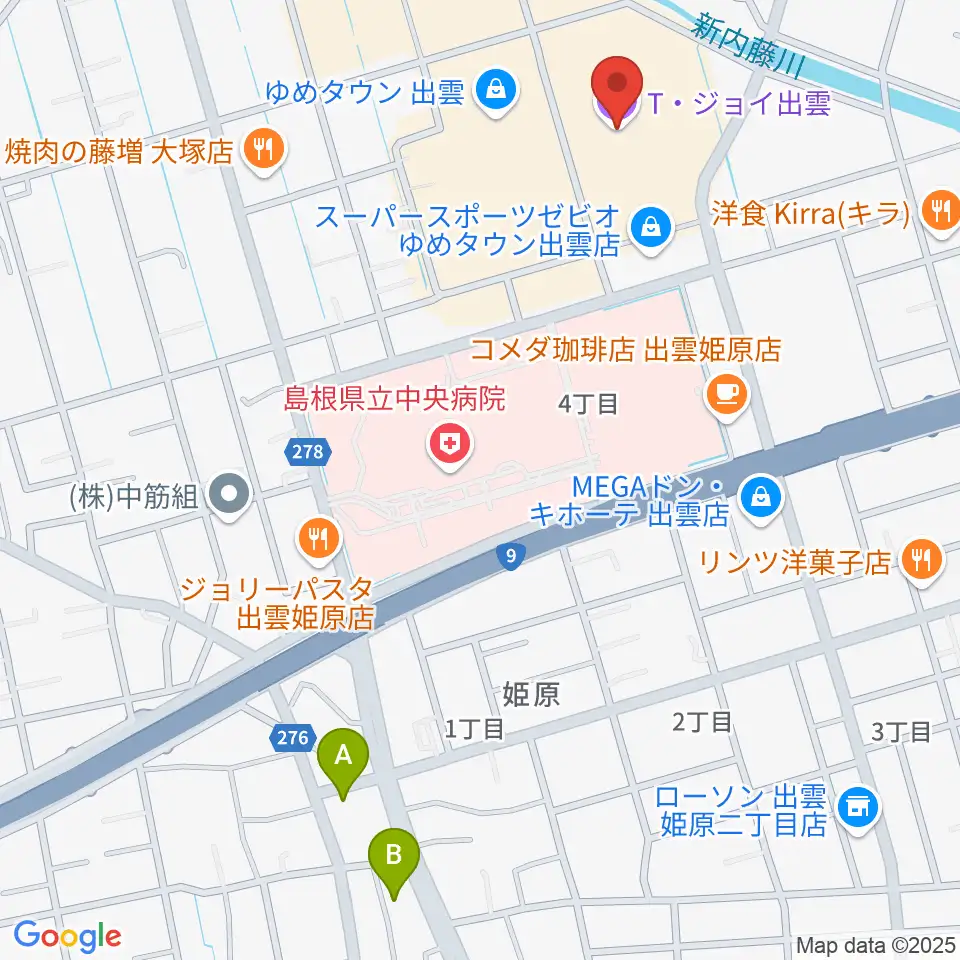 T・ジョイ出雲周辺のホテル一覧地図