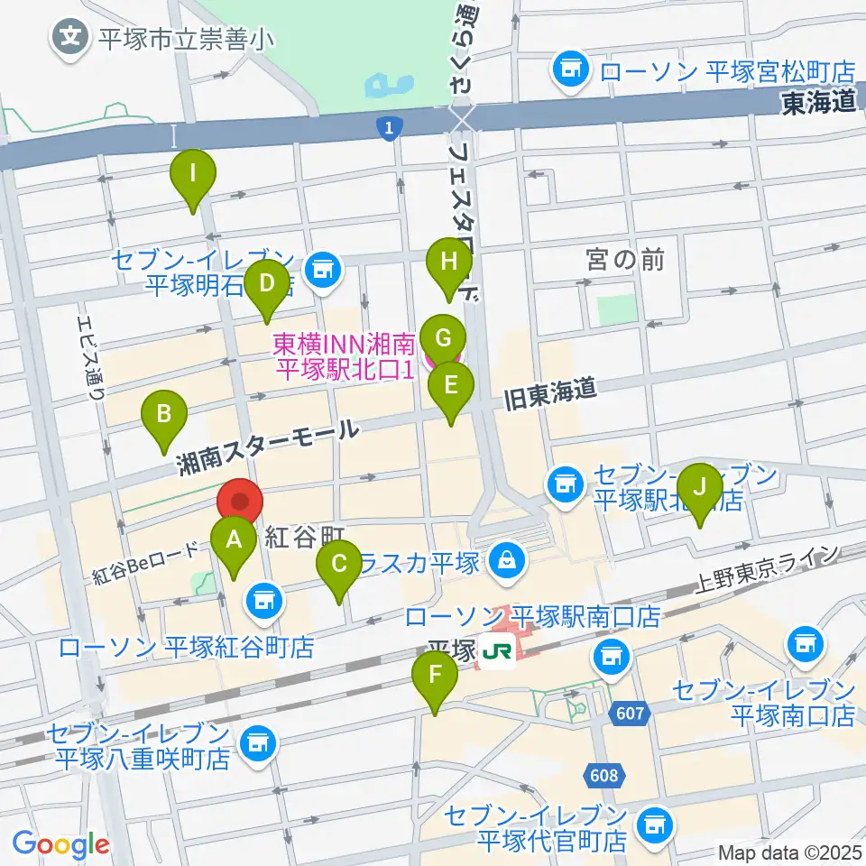 平塚ピアノフォルテ周辺のホテル一覧地図