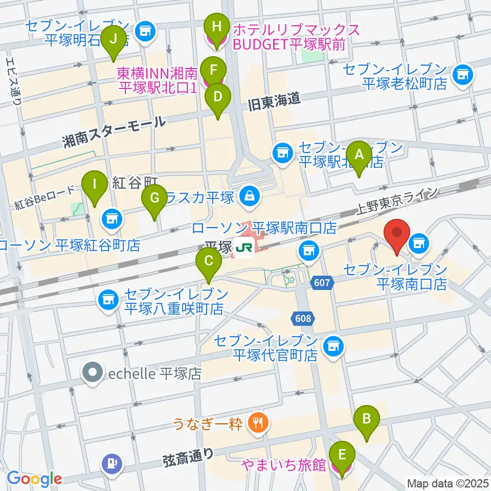 新堀ギター音楽院 平塚教室周辺のホテル一覧地図