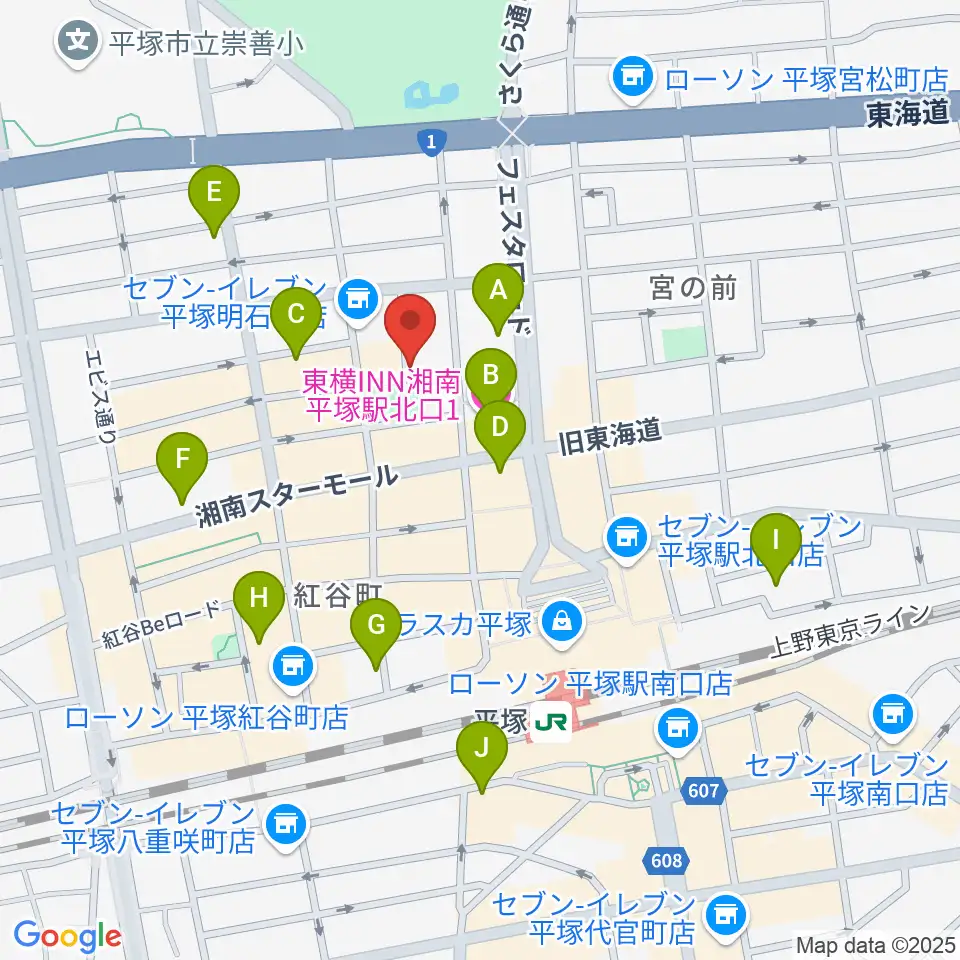 平塚パイプライン周辺のホテル一覧地図