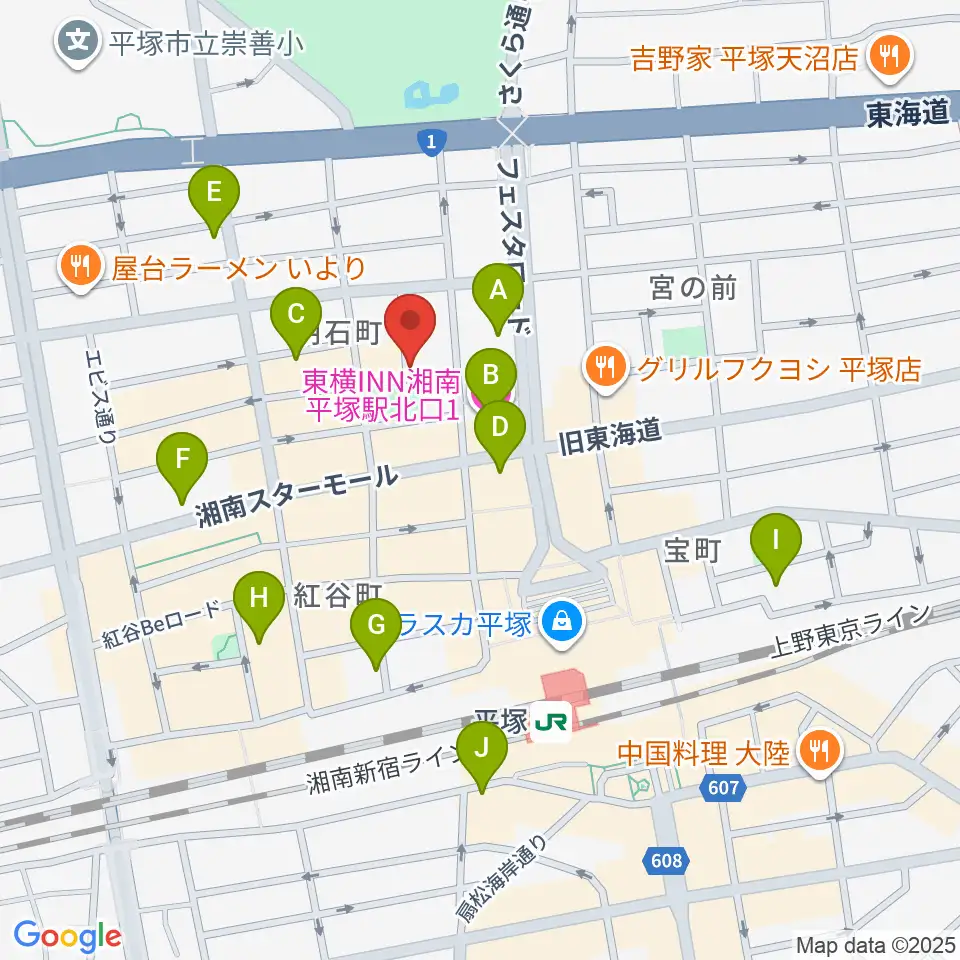 平塚パイプライン周辺のホテル一覧地図