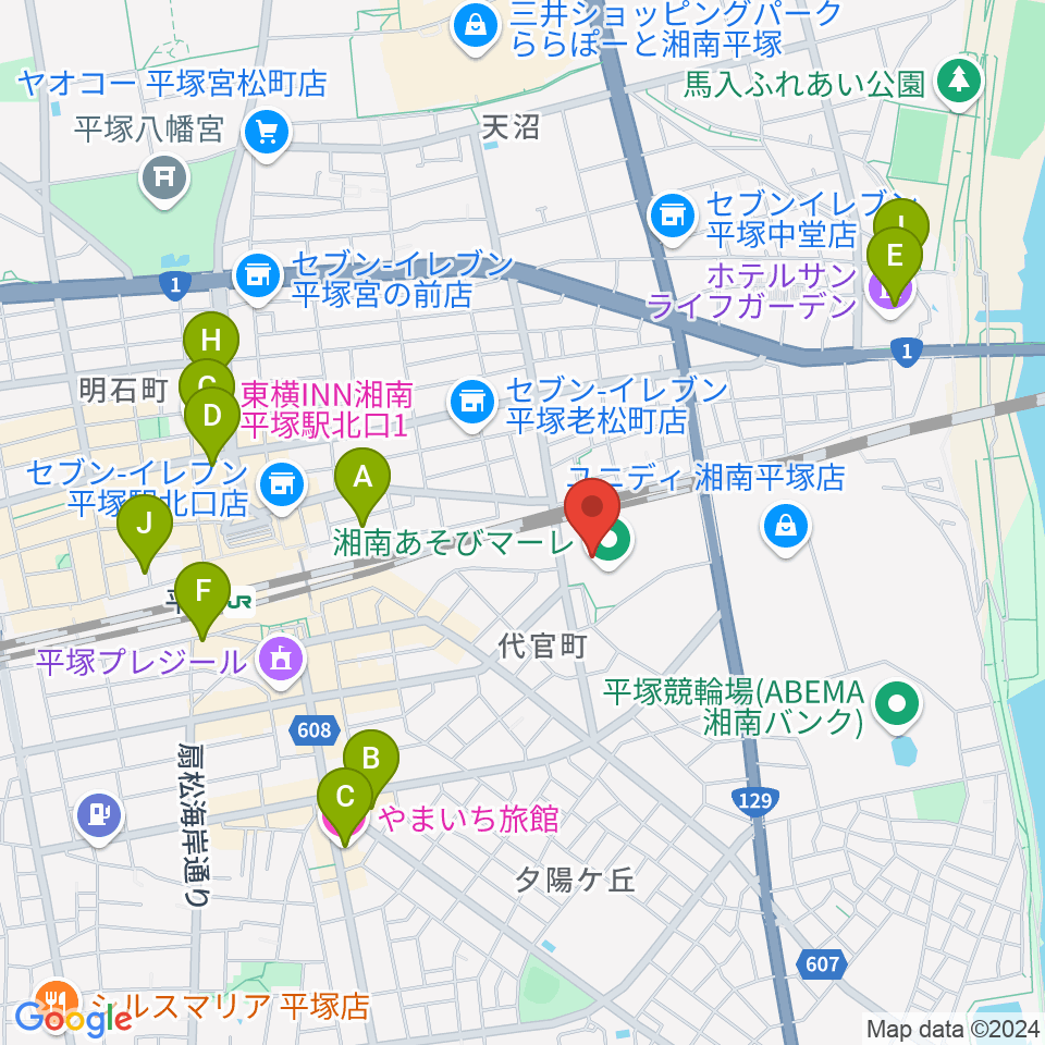 シネプレックス平塚周辺のホテル一覧地図