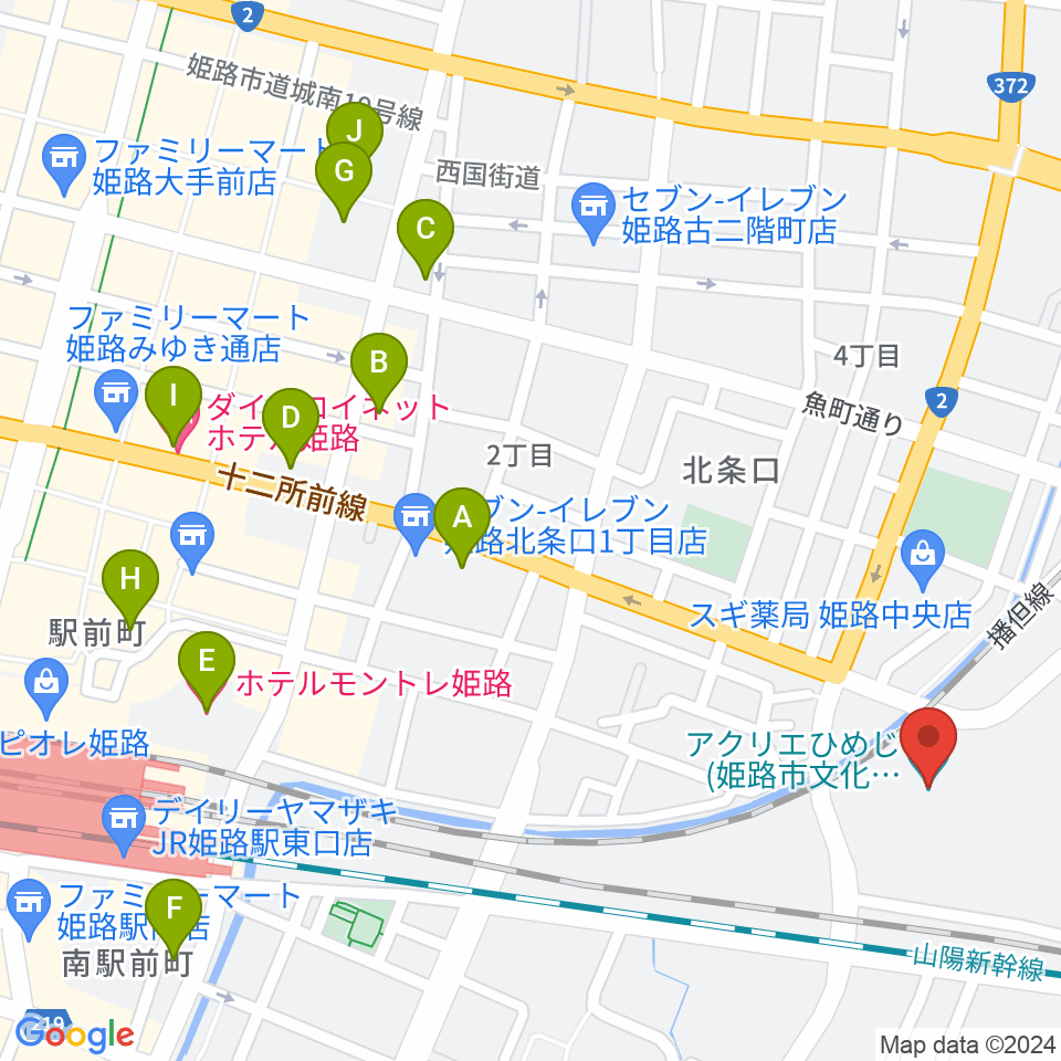 アクリエひめじ周辺のホテル一覧地図