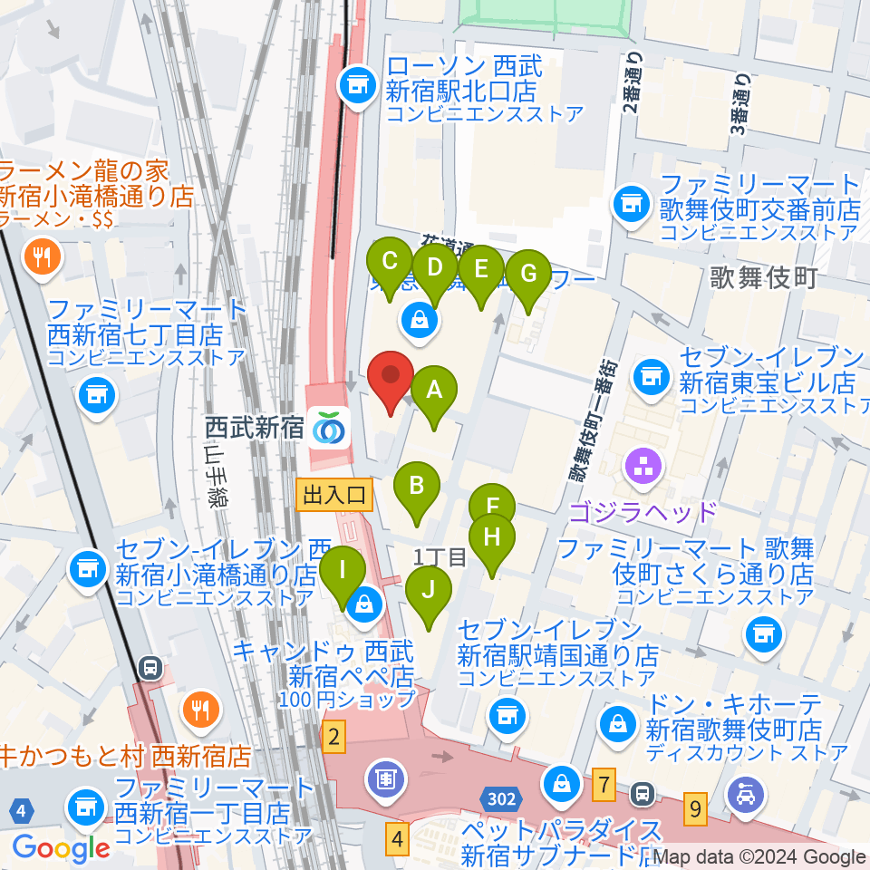 新宿ロックカフェロフト周辺のホテル一覧地図