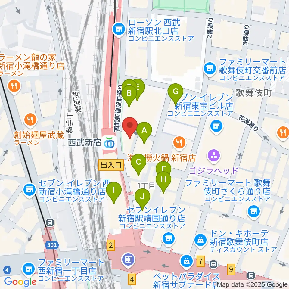 新宿ロックカフェロフト周辺のホテル一覧地図