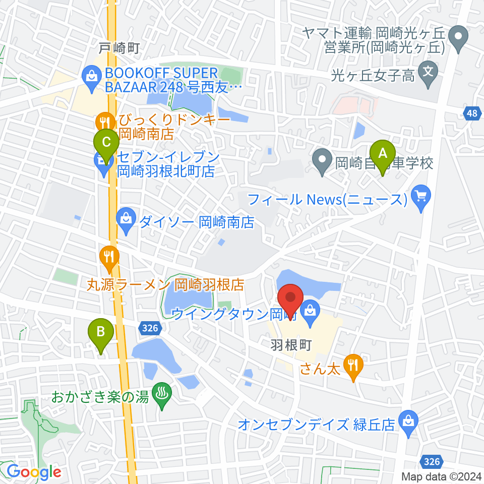 ユナイテッド・シネマ岡崎周辺のホテル一覧地図