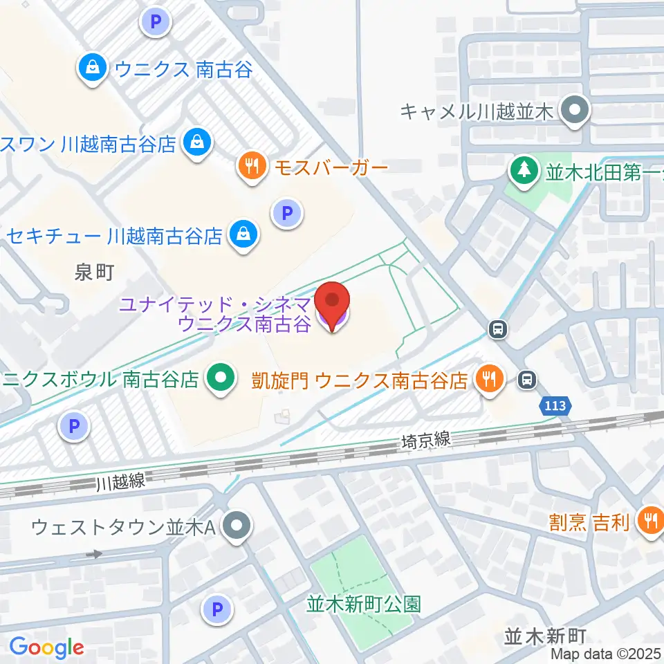 ユナイテッド・シネマ ウニクス南古谷周辺のホテル一覧地図